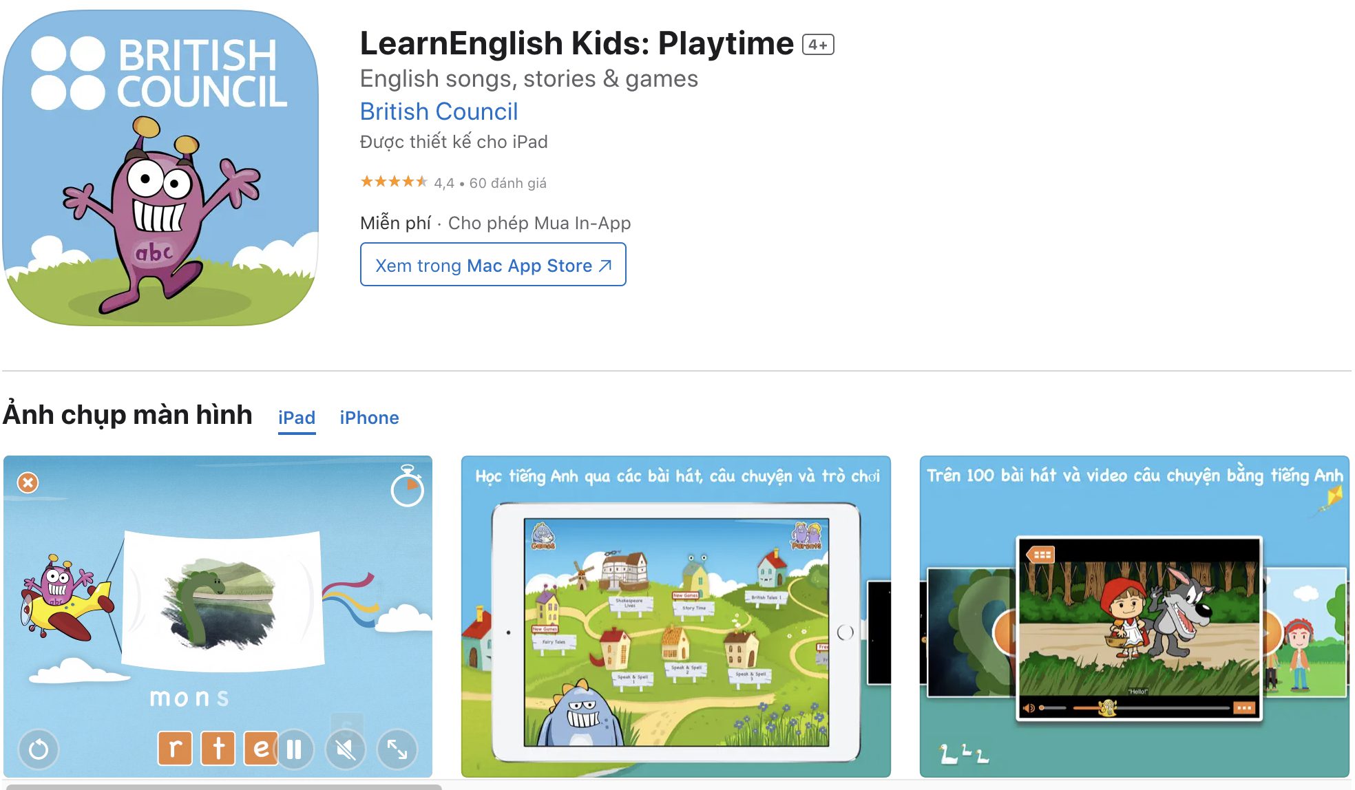 Phần mềm học tiếng Anh cho bé: Learn English Kids