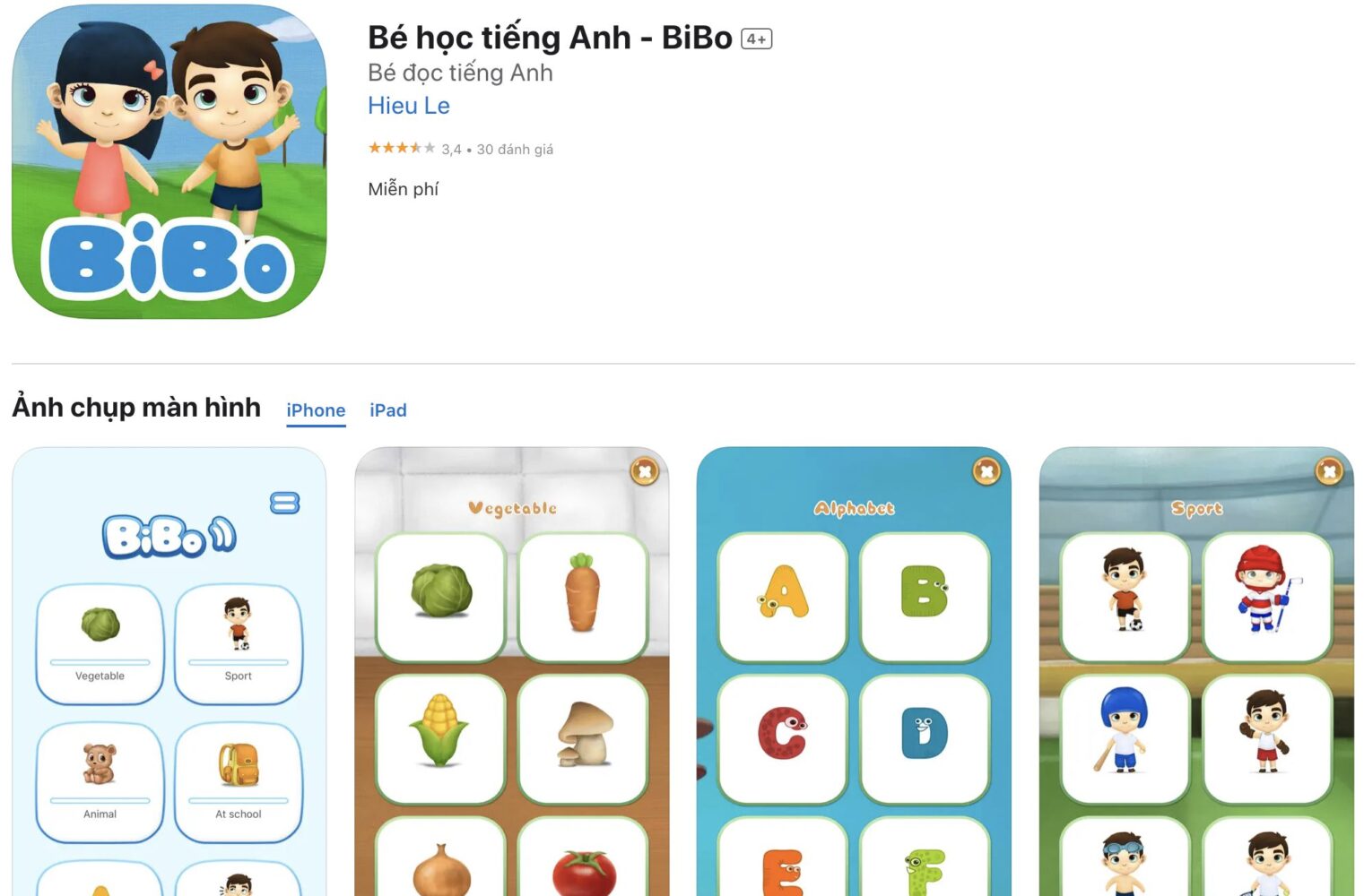 Phần mềm (ứng dụng) học tiếng Anh cho bé: Bibo Speak English