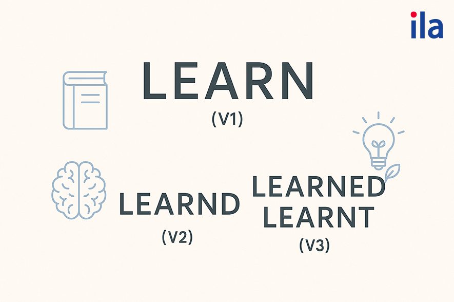 Quá khứ của learn ở dạng V2 và V3