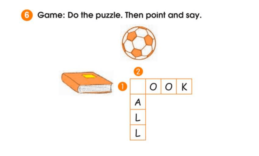 Game. Do the puzzel. Then point and say. (Trò chơi ô chữ. Chỉ và nói)