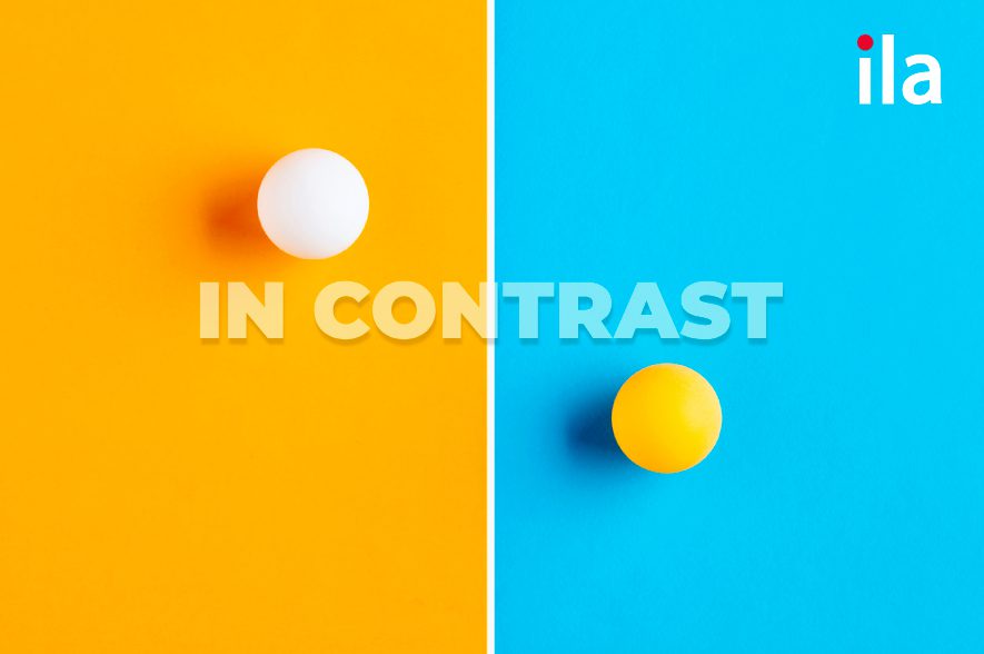 Contrast đi với giới từ gì