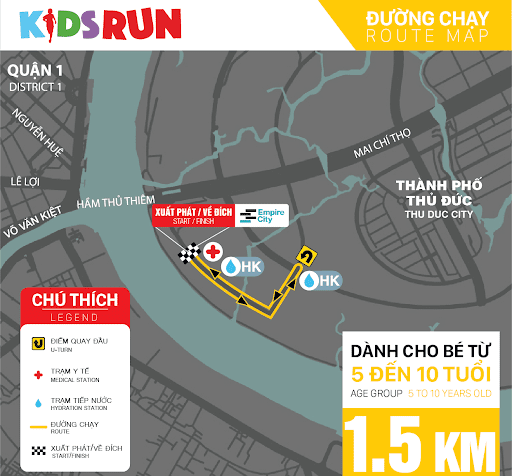 race route map 1.5km HCMC Kids Run ILA