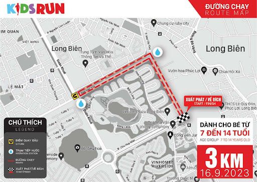 race route map 3km Hanoi Kids Run ILA