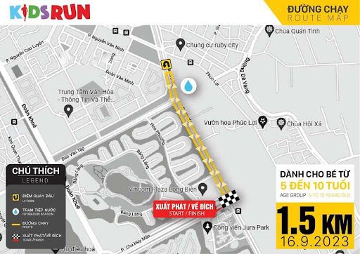 race route map 1.5km Hanoi