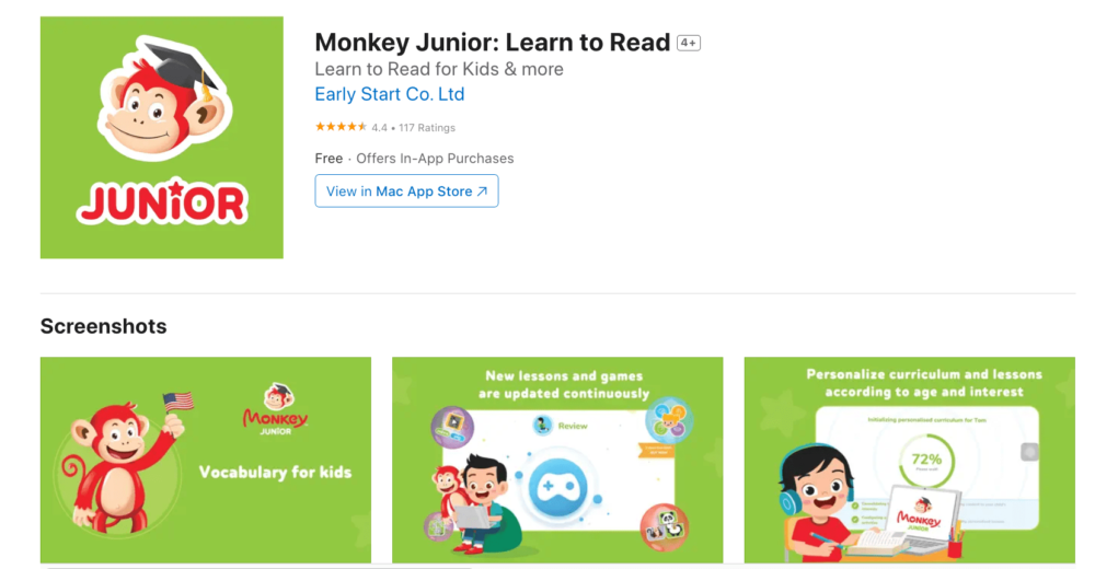 Monkey Junior - App học tiếng Anh miễn phí cho trẻ em