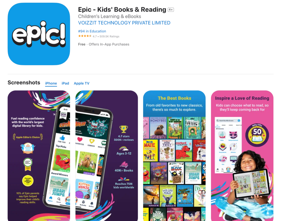 Epic - App học tiếng Anh miễn phí cho trẻ em