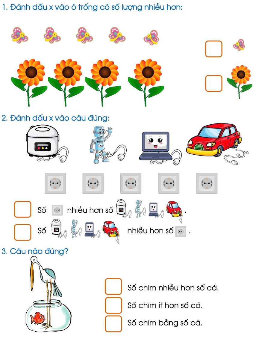 Bài tập toán cho bé chuẩn bị vào lớp 1 - Dạng so sánh