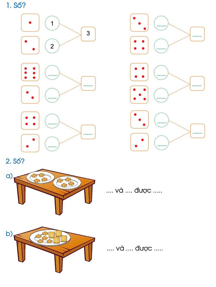 Bài tập toán cho bé chuẩn bị vào lớp 1 - Dạng bài toán phép cộng đơn giản