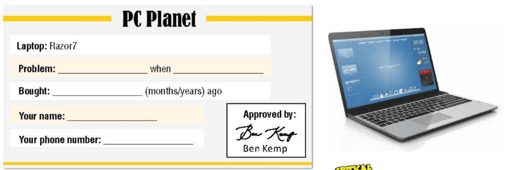 Speaking: Returning a laptop