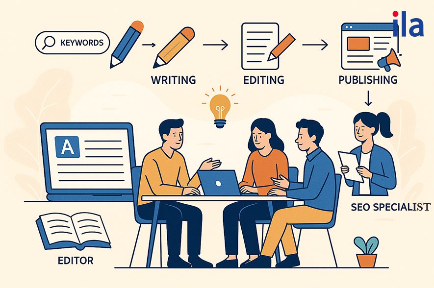 Quy trình biên tập và xuất bản nội dung tiếng Anh tại ILA