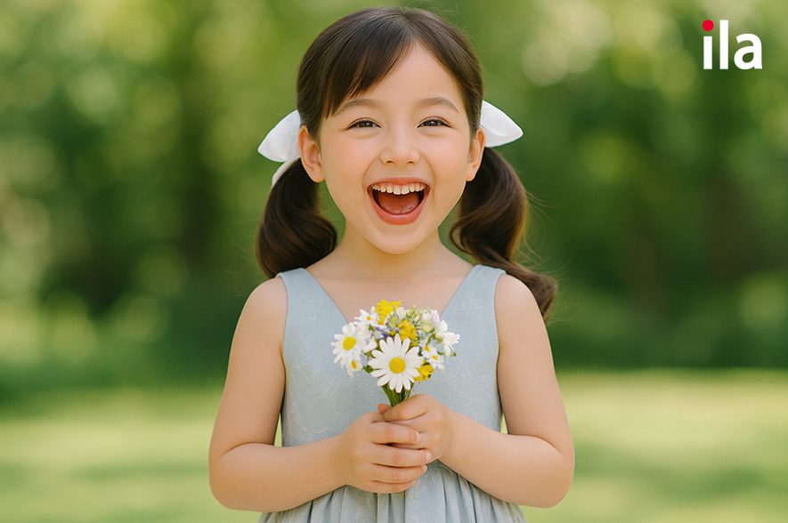 em bé xinh xắn cười tươi 