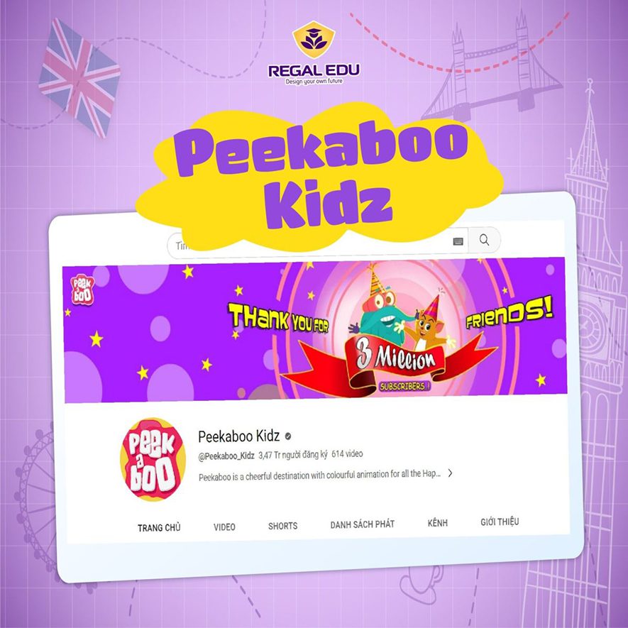 Kênh YouTube học tiếng Anh cho bé Peekaboo Kidz