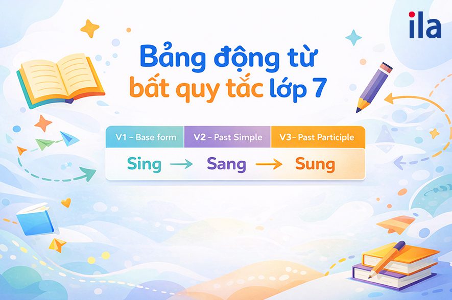 Cách sử dụng bảng động từ bất quy tắc lớp 7 trong các thì tiếng Anh