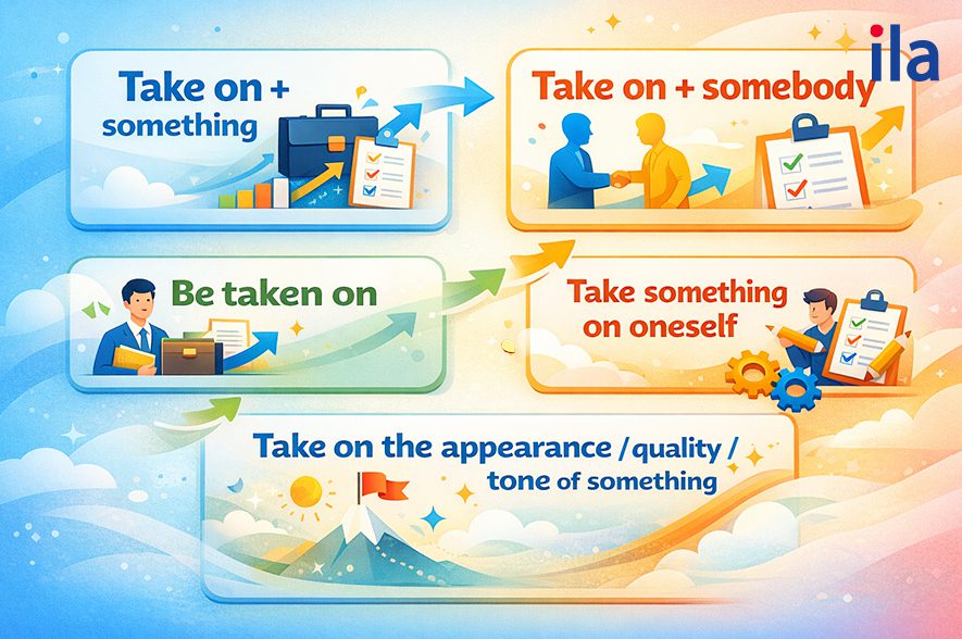 Cấu trúc phổ biến với Take on là gì?
