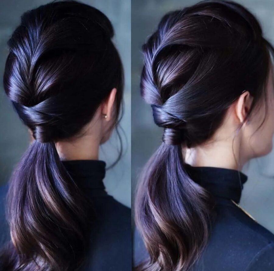 Đuôi ngựa kết hợp tết bím kiểu Pháp