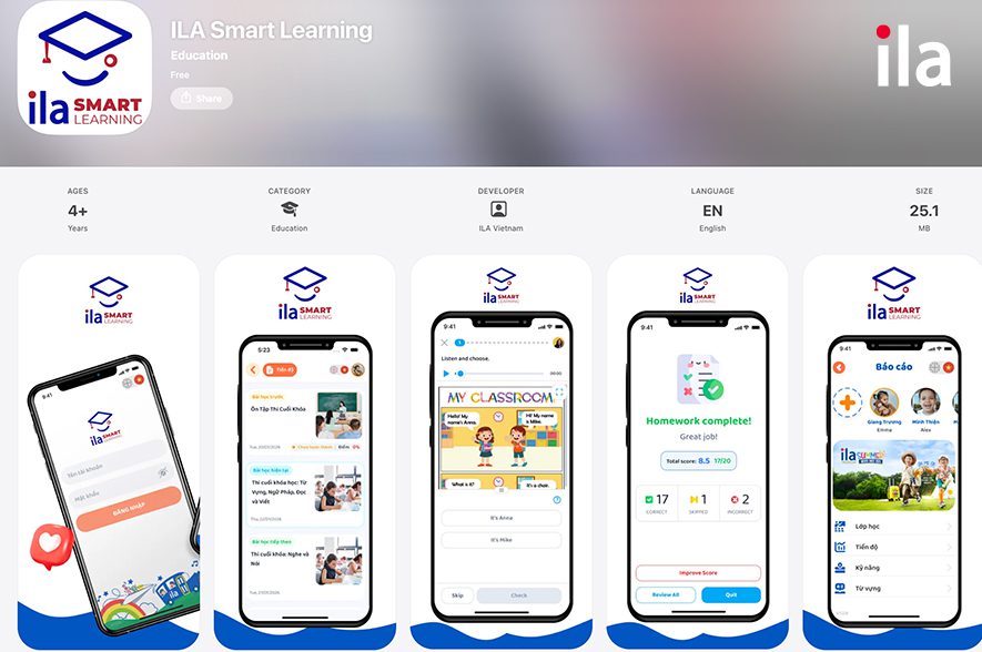 Ứng dụng ILA Smart Learning.